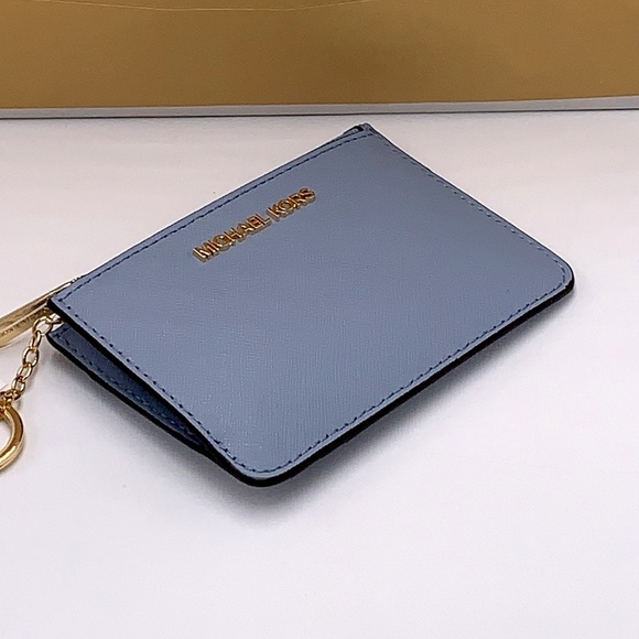 MICHAEL KORS SMALL TOP ZIP
COINPOUCH WITH ID CARD PALE BLUE 
COLOR - Picture 2 of 12